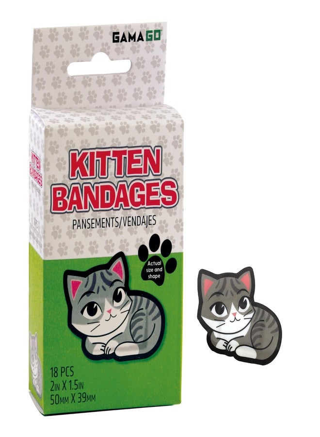 GAMAGO Kitten Adhesive Bandages – Pack of 18, Individually Wrapped Cute Cat Shaped Bandages for Kids & Adults, First Aid Kit Plasters, Sterile, Latex-Free, Easy to Remove - Image 1